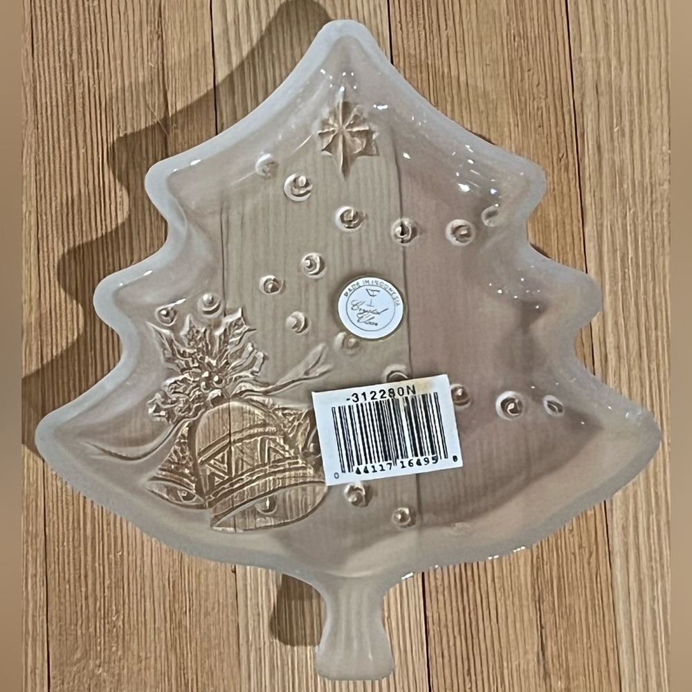 Frosted Glass Christmas Tree Shaped Holiday Dish